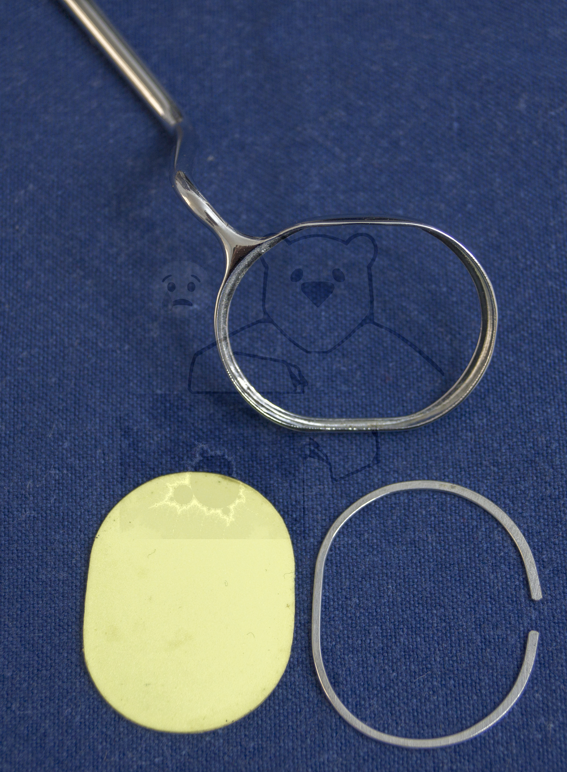 Röntgenspiegel "Röntgen-Freund", Leuchtschicht, Klemme und Rahmen